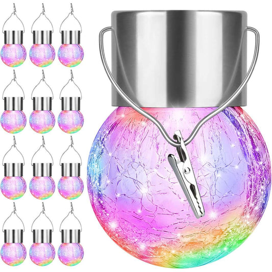 12 pieces of outdoor hanging solar lights multi-color