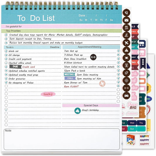 To Do List Notepad, Spiral Bound Undated Daily Planner