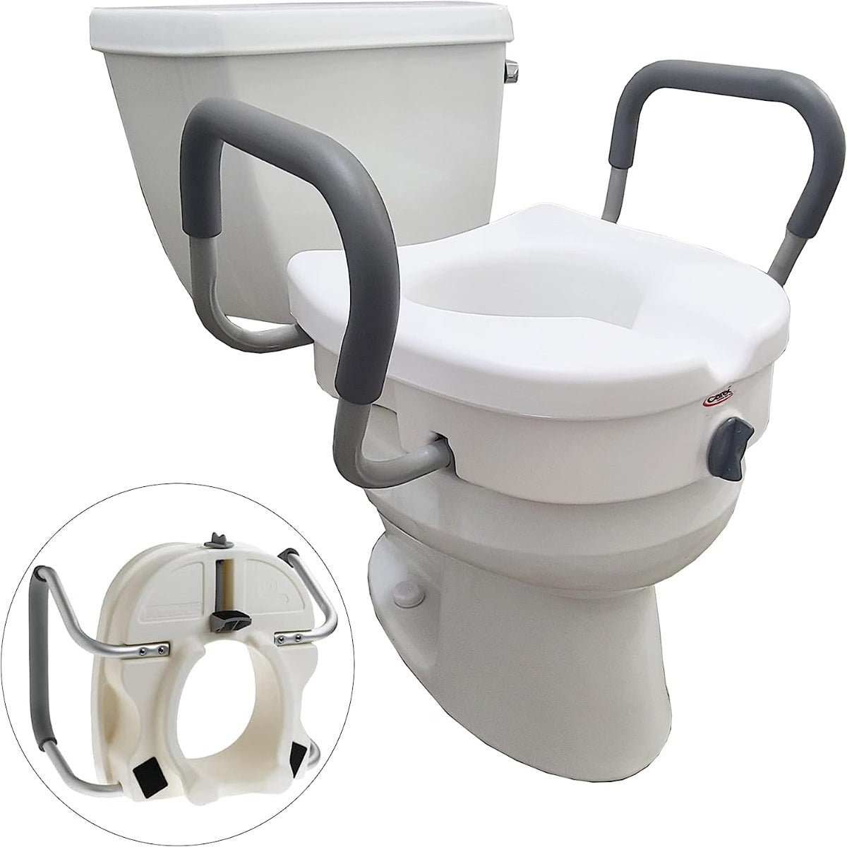 Carex EZ Raised toilet seat with lock handle