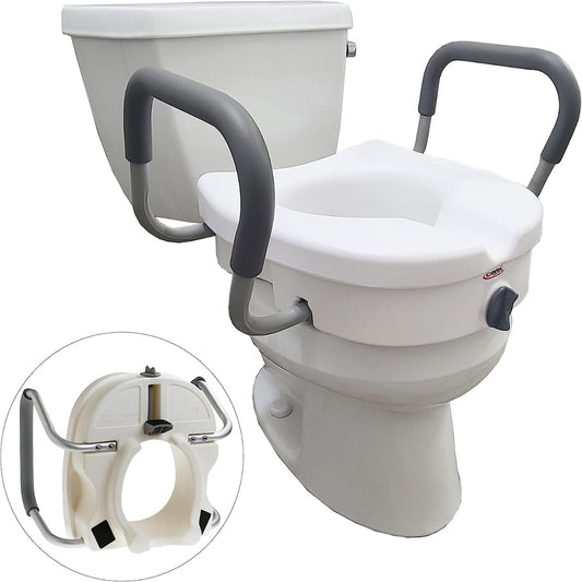 Carex EZ Raised toilet seat with lock handle