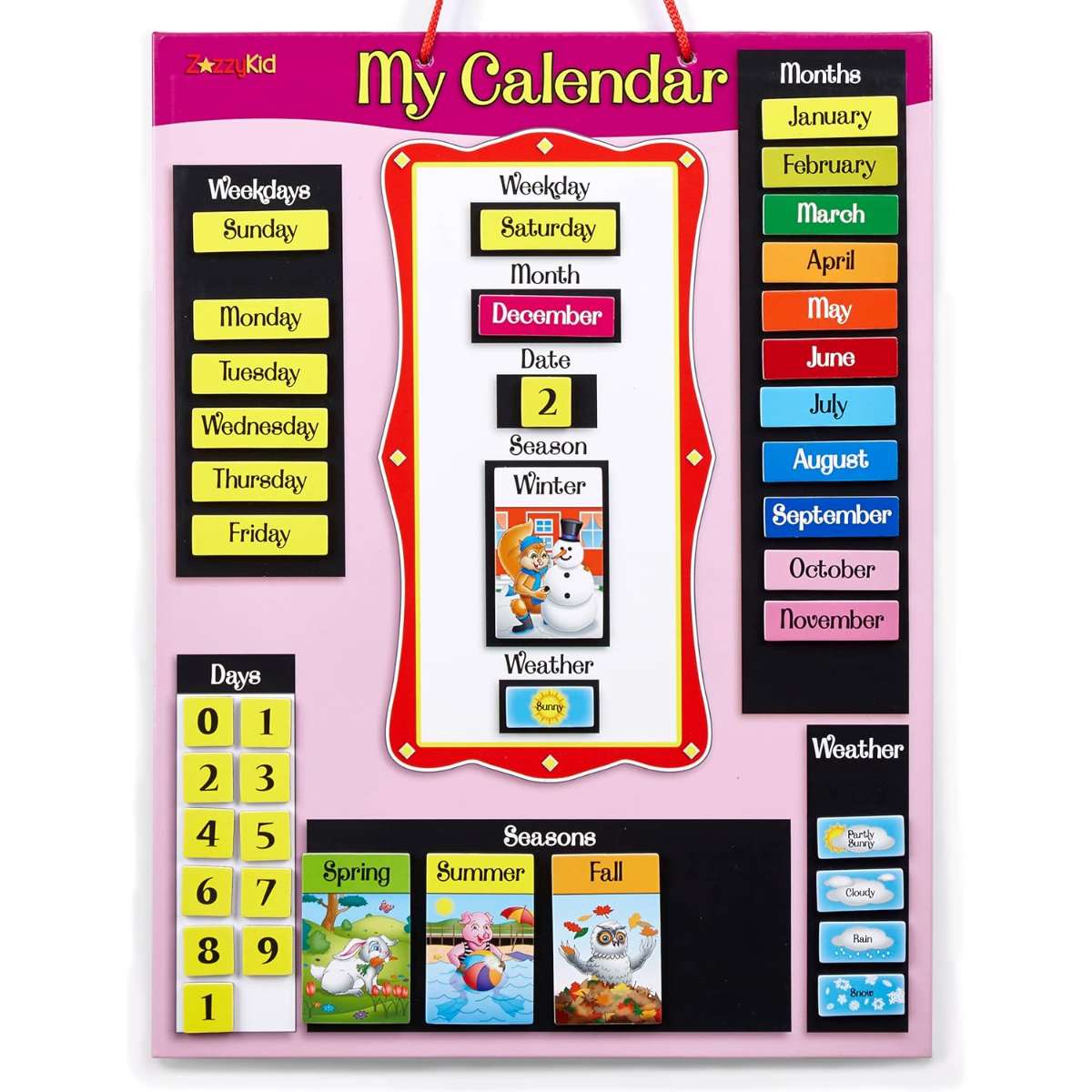 ZazzyKid Magnetic calendar and weather charts for kids