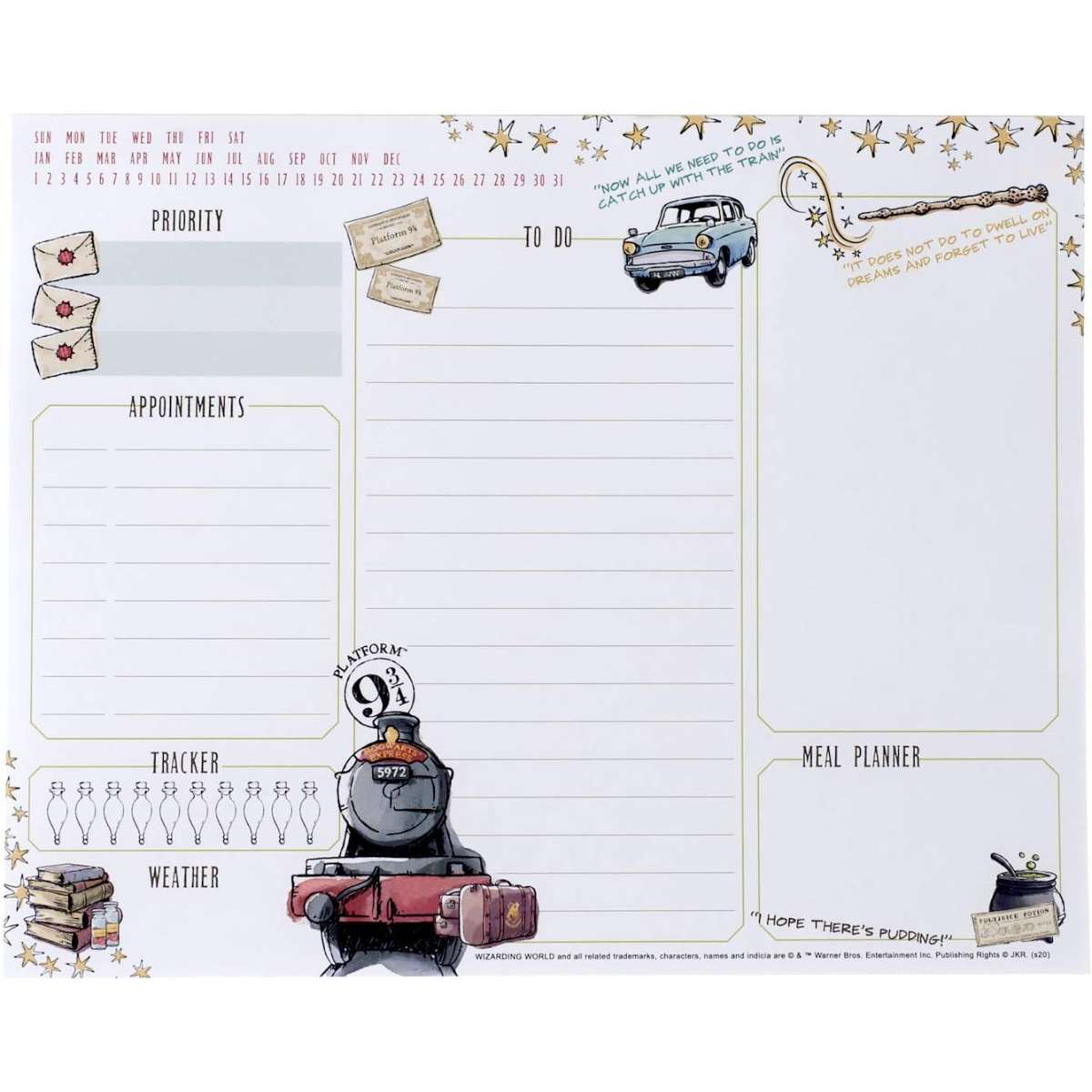 Conquest Journals Harry Potter Daily Planning Notepad