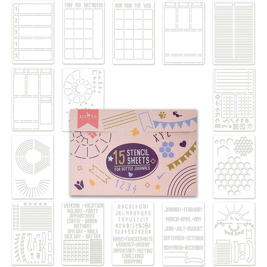 Easy to Use Stencil Set for Dotted Journals