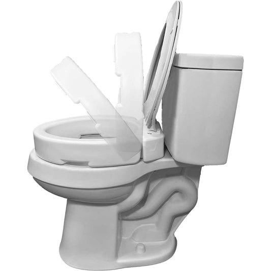 Bathroom wipe aid Carex Extended Hinge raises toilet seat
