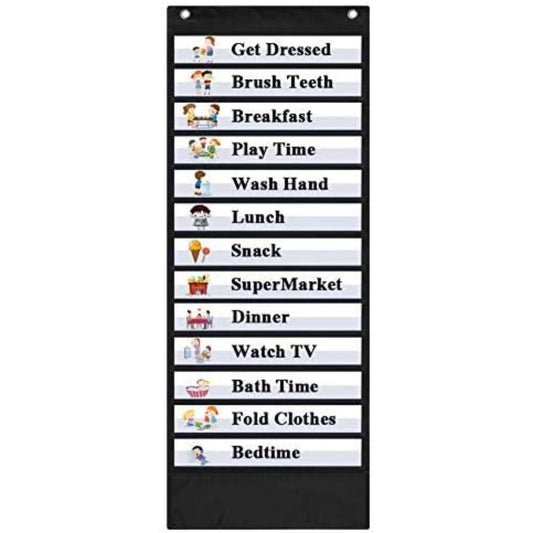 EAMAY Daily schedule Pocket chart blac