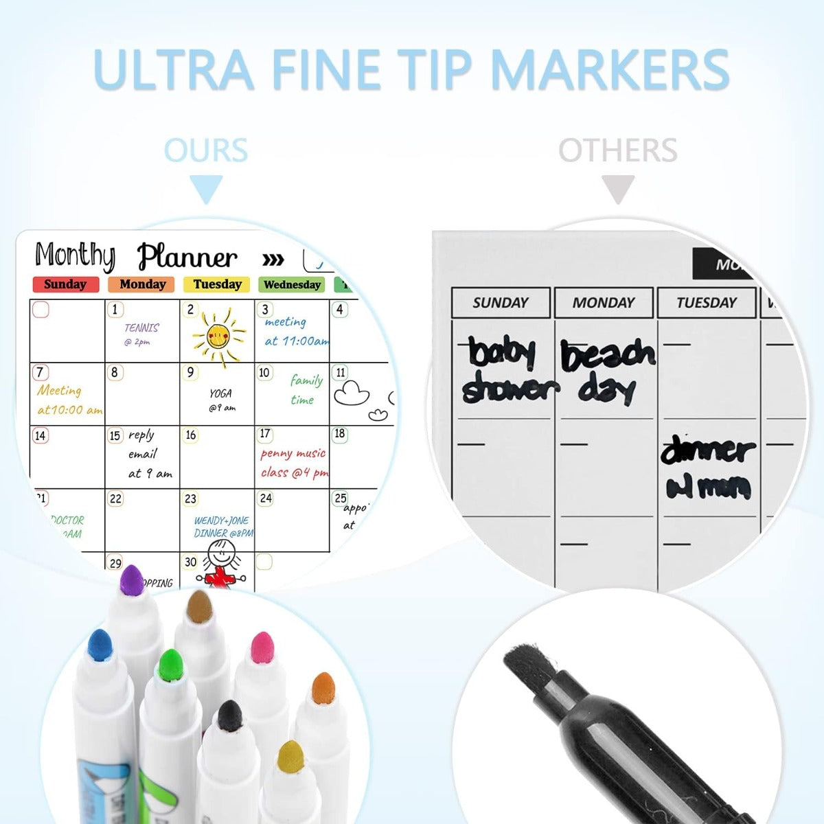 Hivillexun Magnetic Dry-Erase Calendar Whiteboard Set (4-Pack)