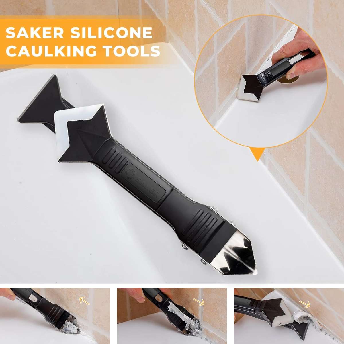 Saker silicone caulking tool