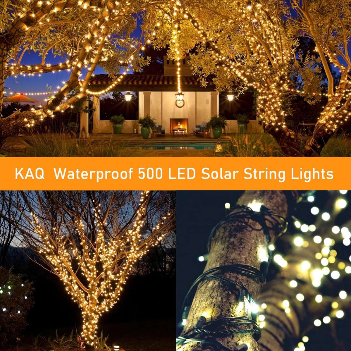 EXTRA LONG SOLAR CHRISTMAS LIGHT 2PACK TOTAL 180FT (WARM WHITE)