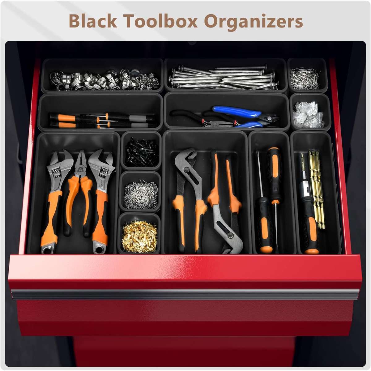 A-LUGEI [42PCS] [Black] Tool Box Storage Box Tray Divider Set