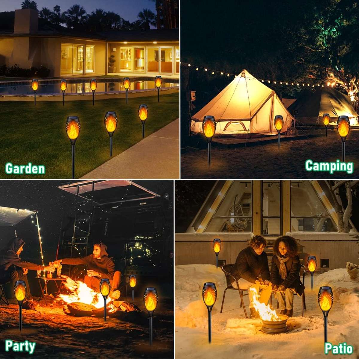 Solar flashlight light outdoor solar light with flickering flame