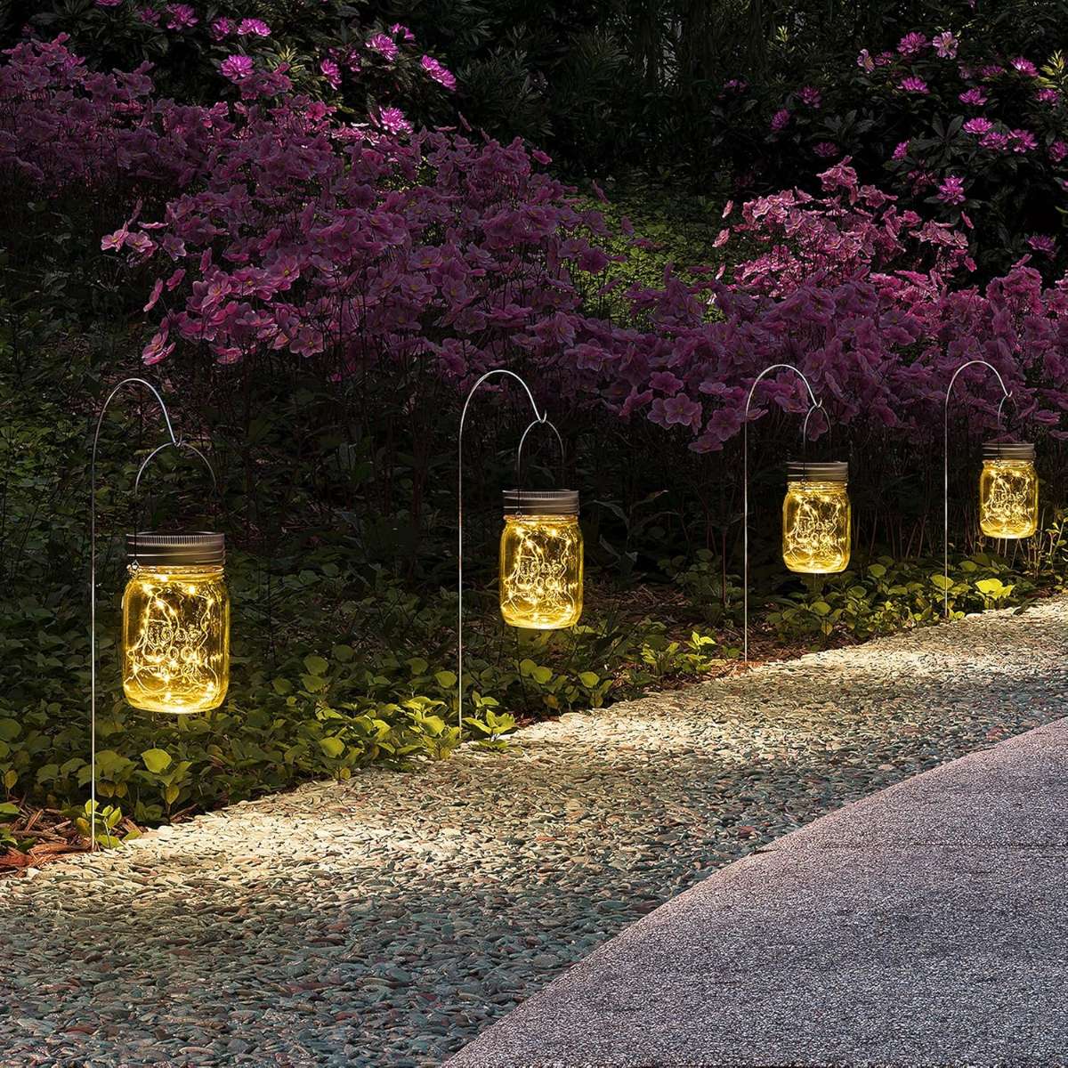 GIGALUMI Hanging Solar Mason Jar Light, LED String Lights Hanging Solar Lanterns