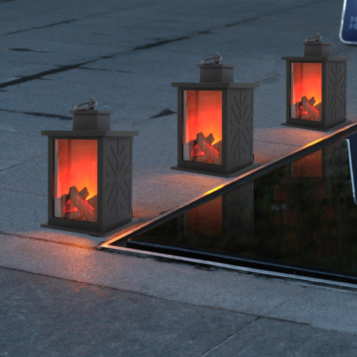 LED charcoal flame wind lamp