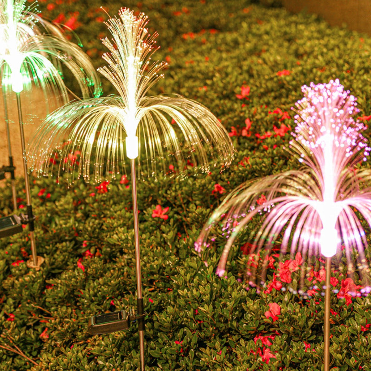 Solar fiber optic jellyfish lamp