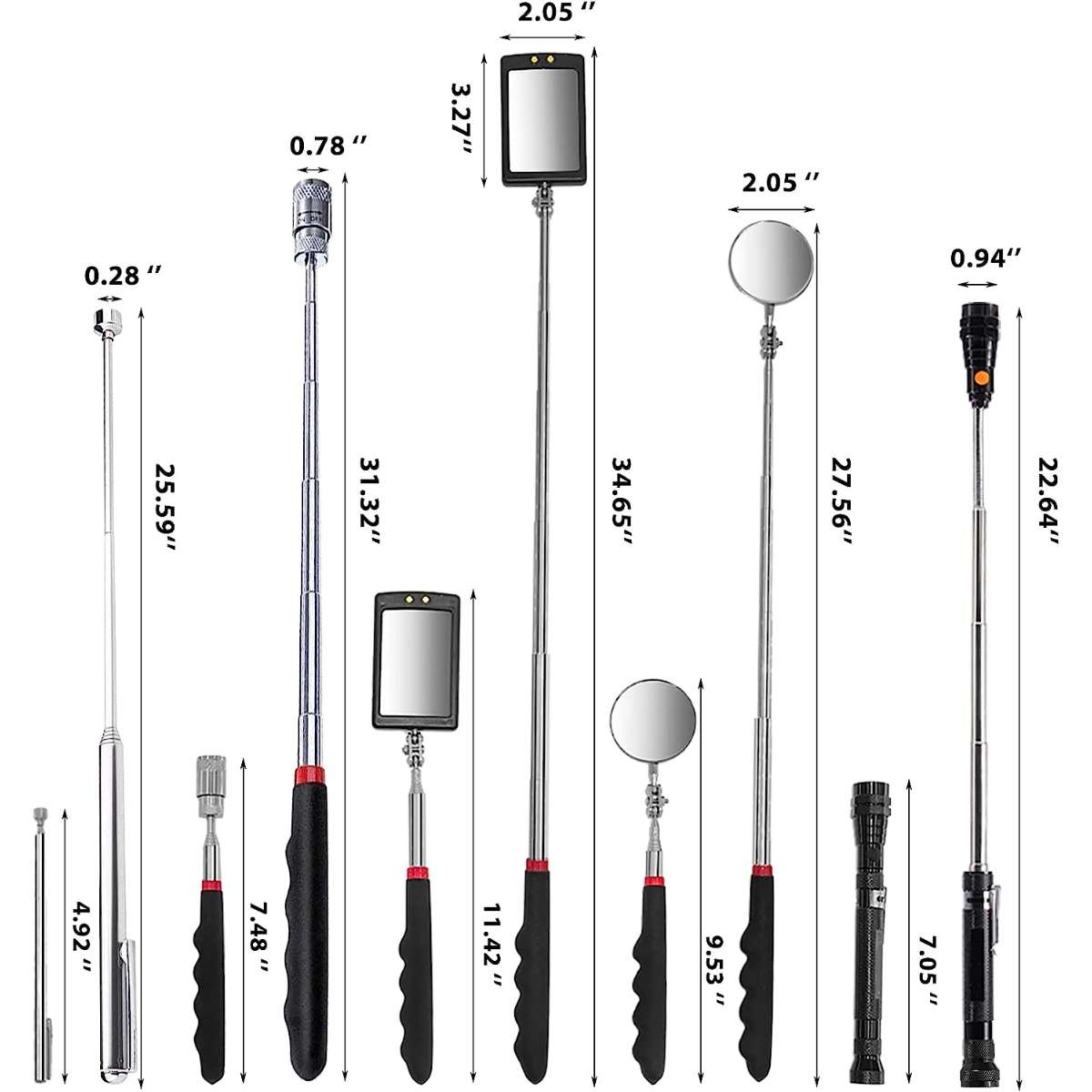 Telescopic magnetic pickup tool