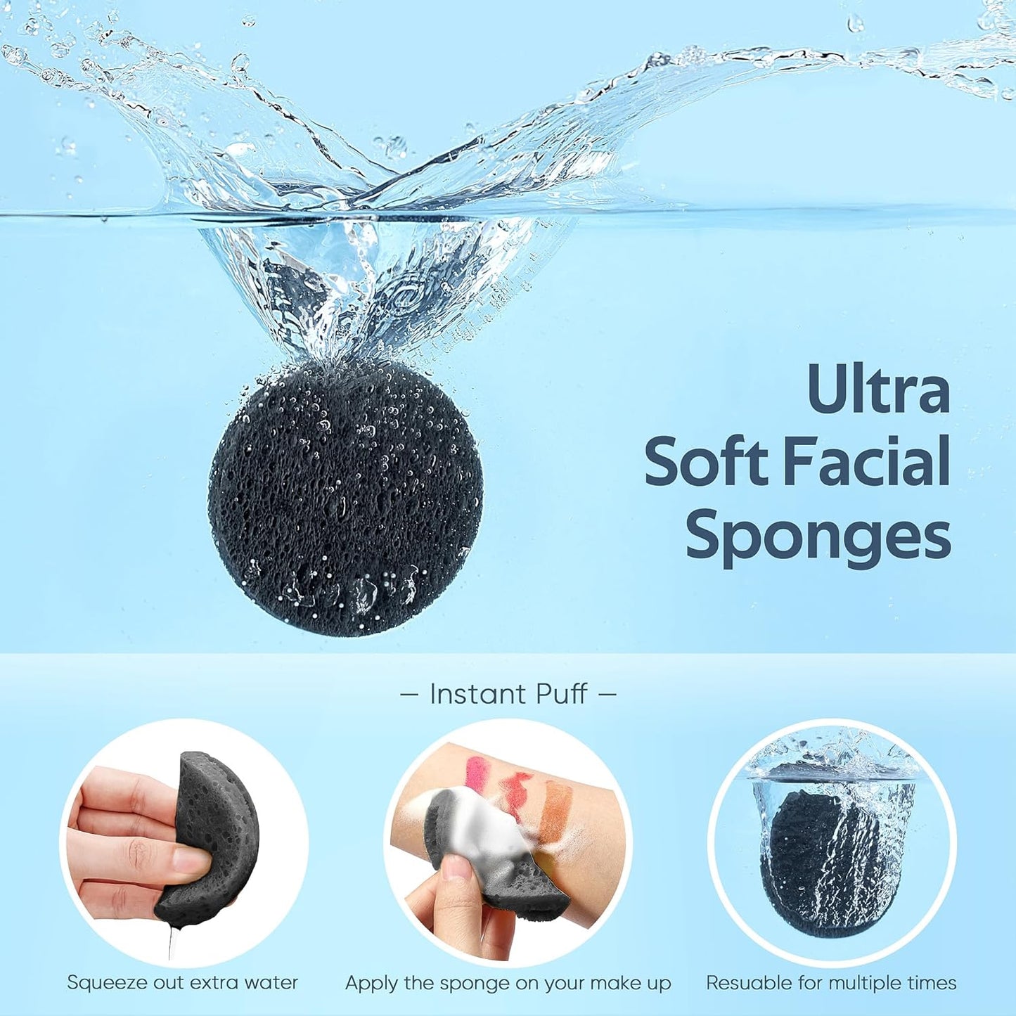 50 black compression face sponges