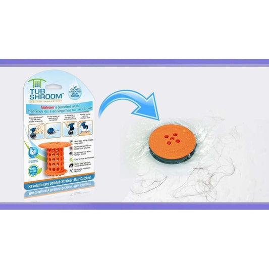 TubShroom Tub Hair Catcher Protector, Fits 1.5" - 1.75" Drain, Orange