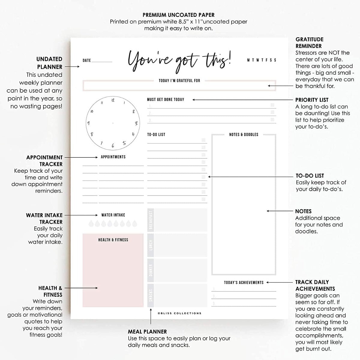 Bliss Collections Daily Planning Pad