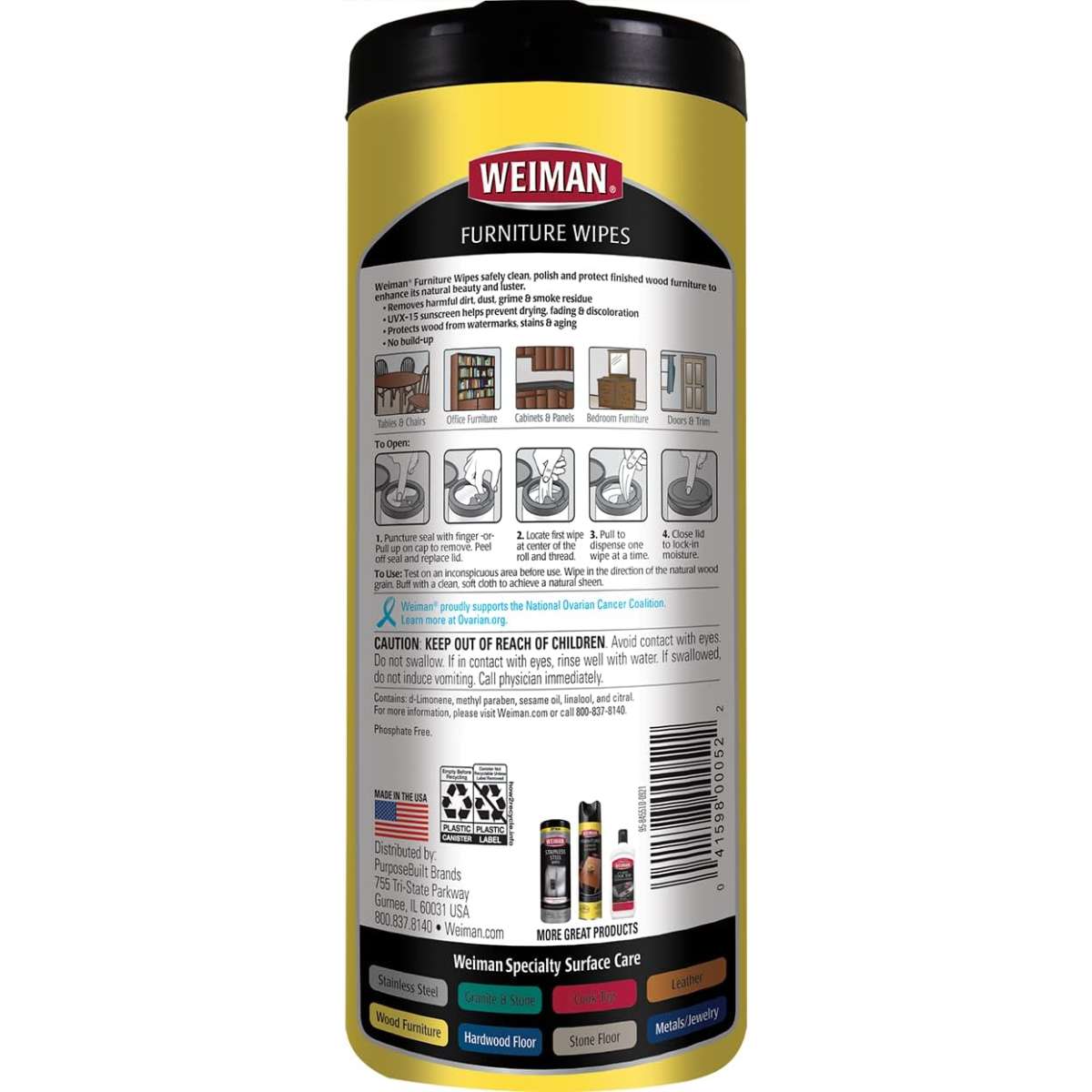 Weimann wood cleaning and polishing wipes