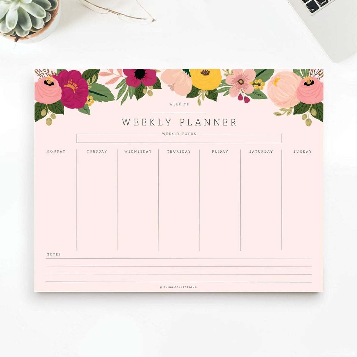 Bliss collects a weekly planner