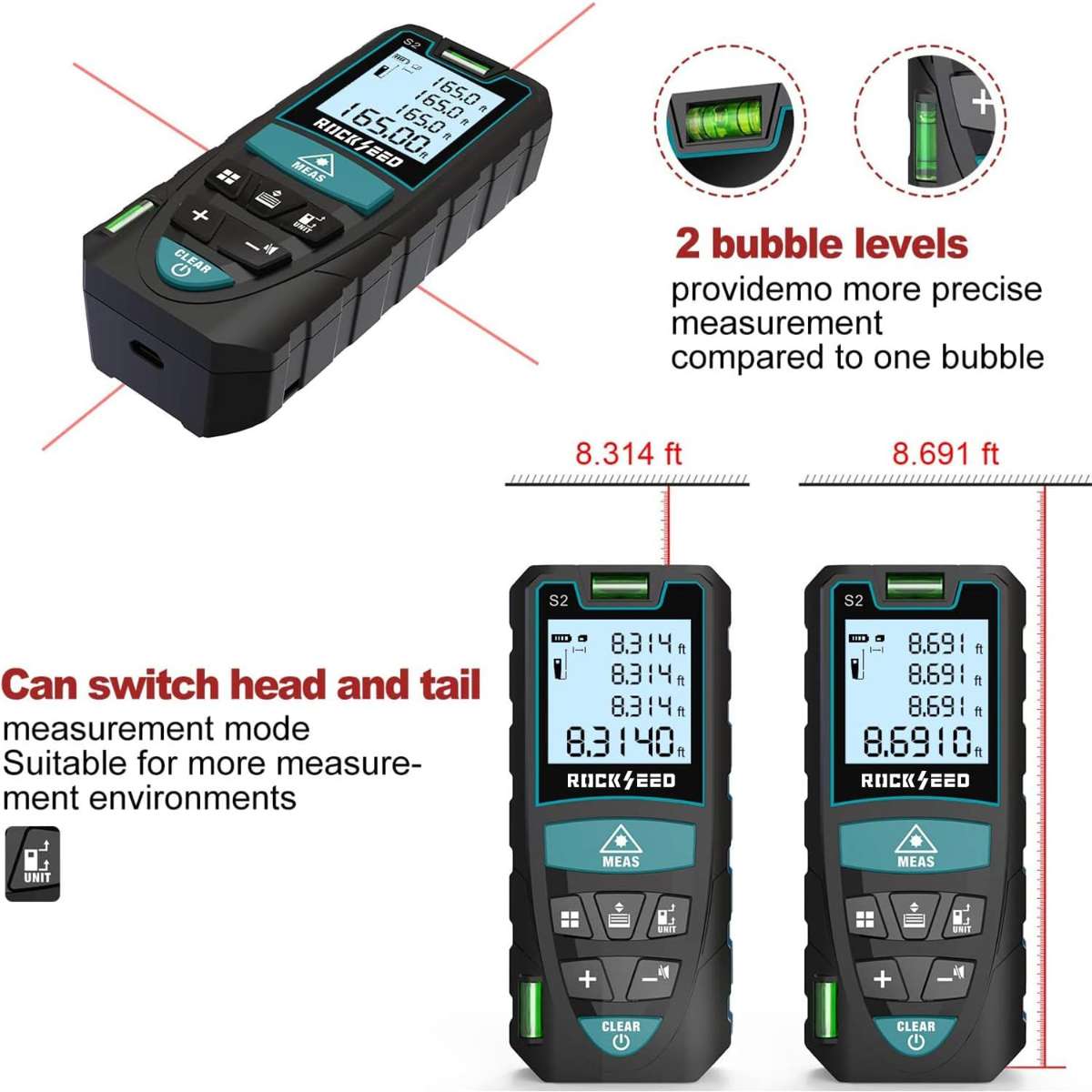 Laser Measurement, RockSeed 165 ft. Digital Laser Rangefinder (165 ft)