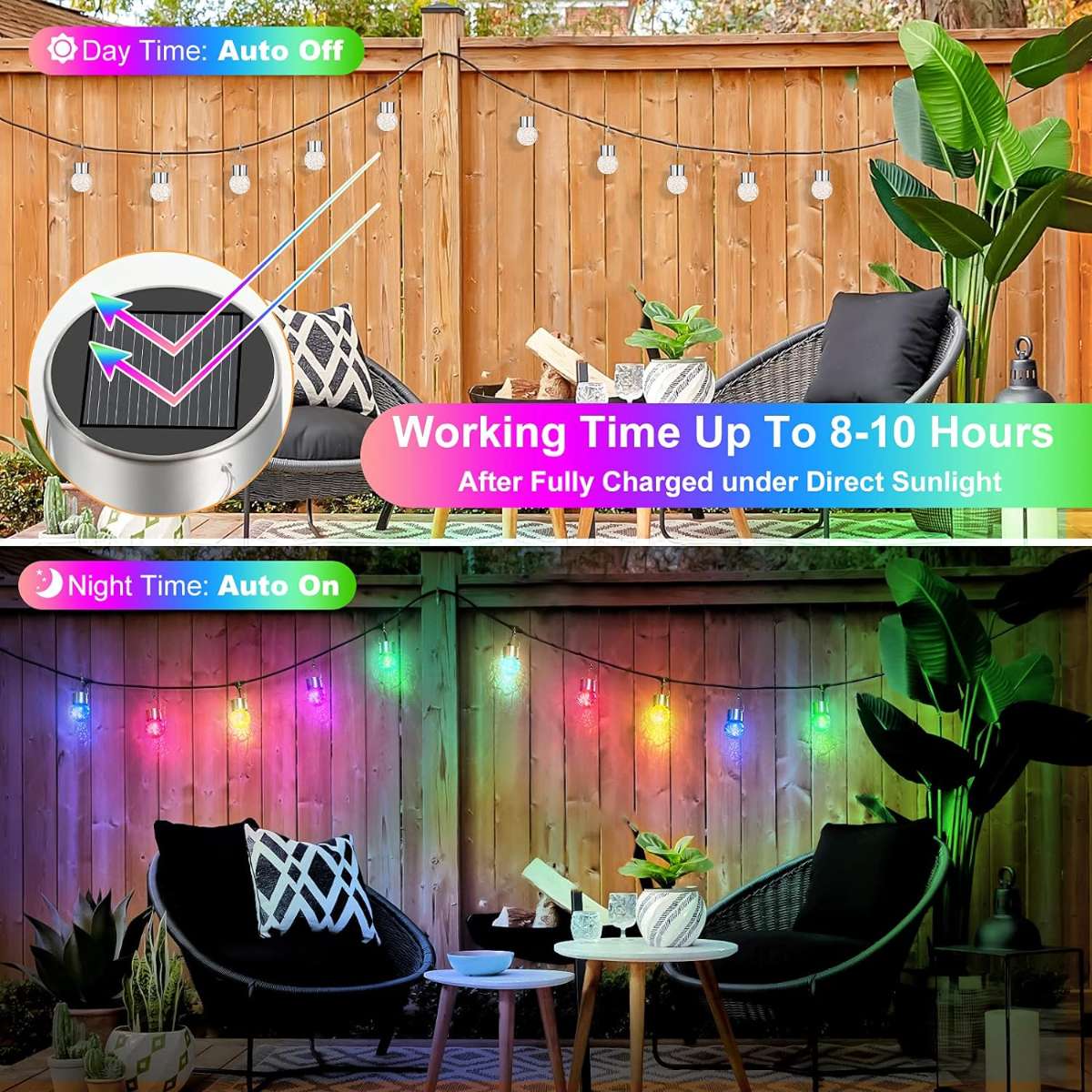 12 pieces of outdoor hanging solar lights multi-color