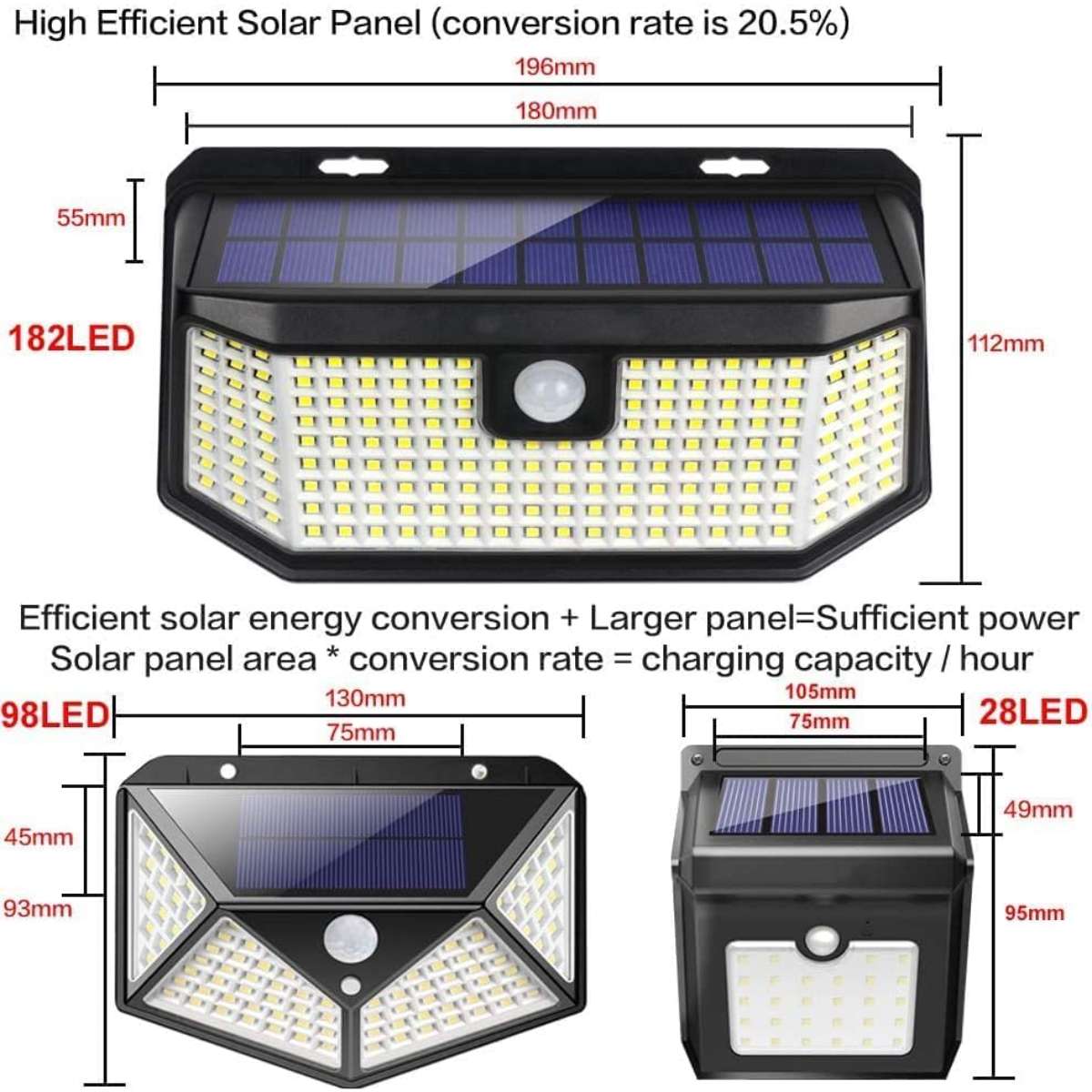 Aootek Solar Light Outdoor 182 Leds 2500Lm