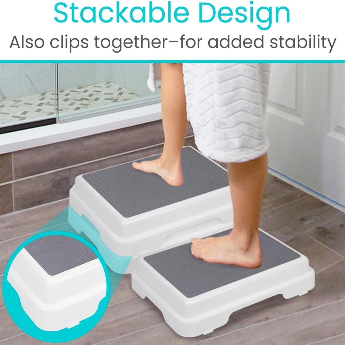 Vive Bath Shower step stool (4.5 inches) is stackable
