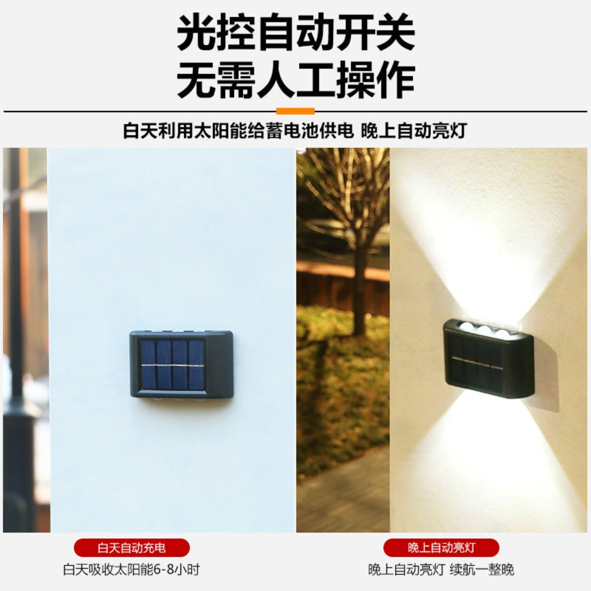 Solar double head wall light