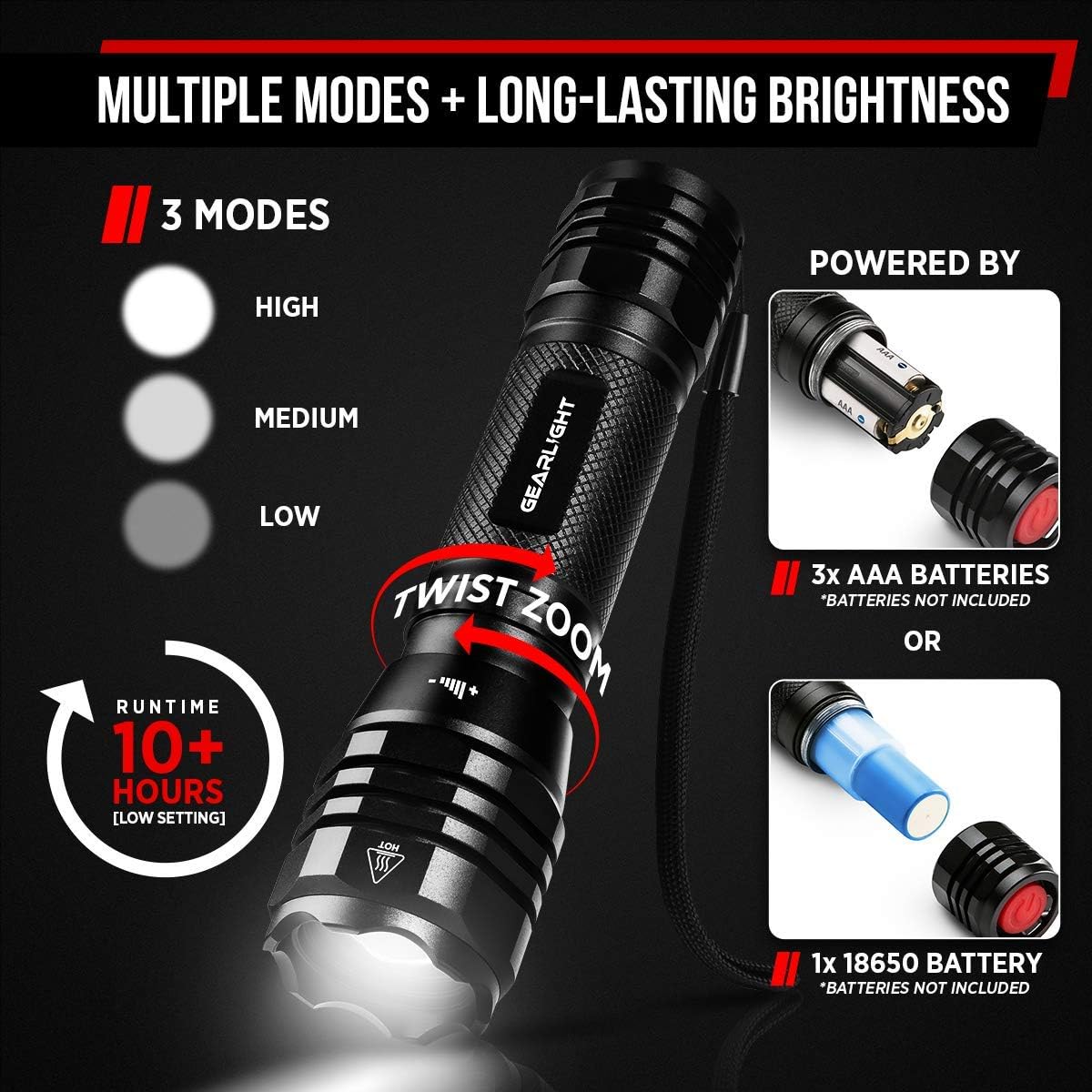 GearLight S1050 LED flashlight high lumen