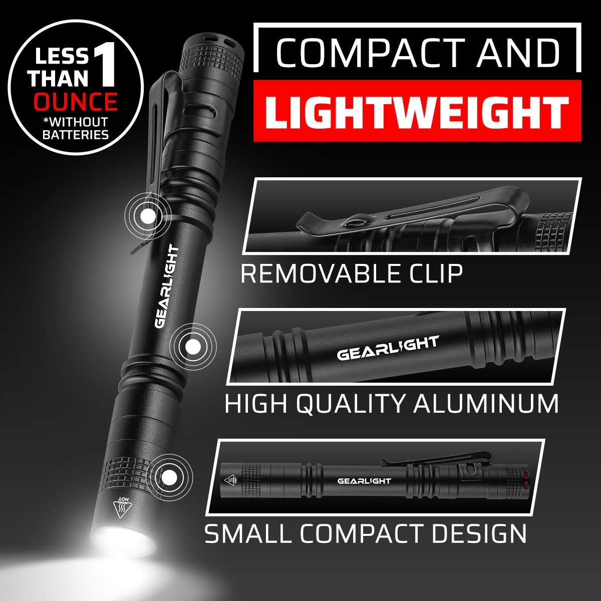 GearLight S100 LED Pocket Pen Light - 2 small