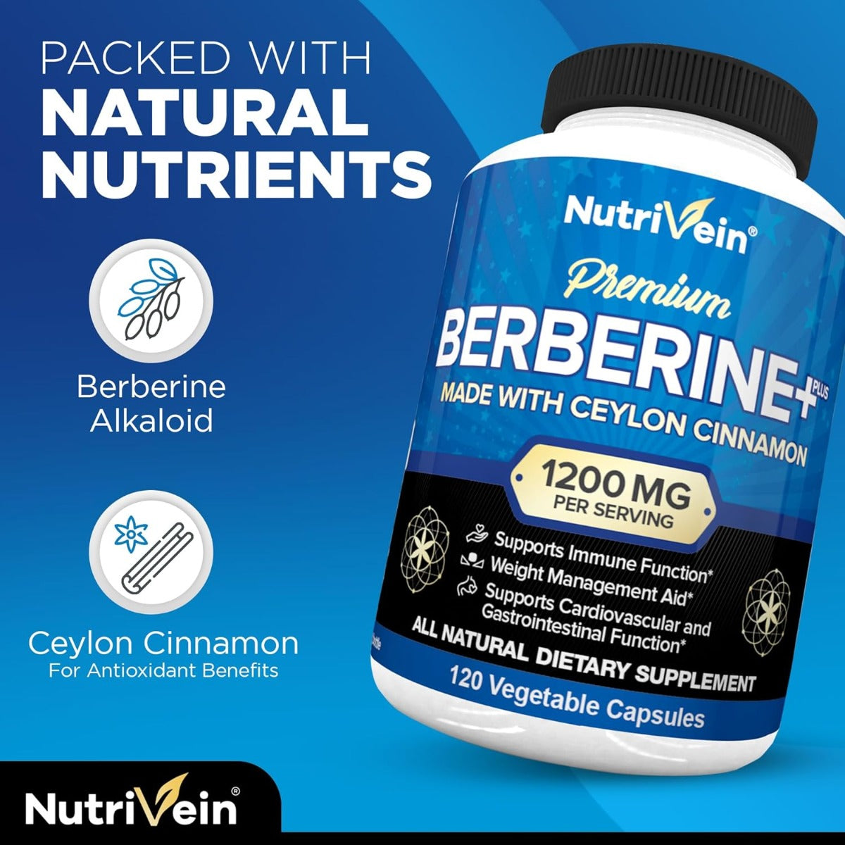 Nutrivein Premium Berberine HCL 1200mg