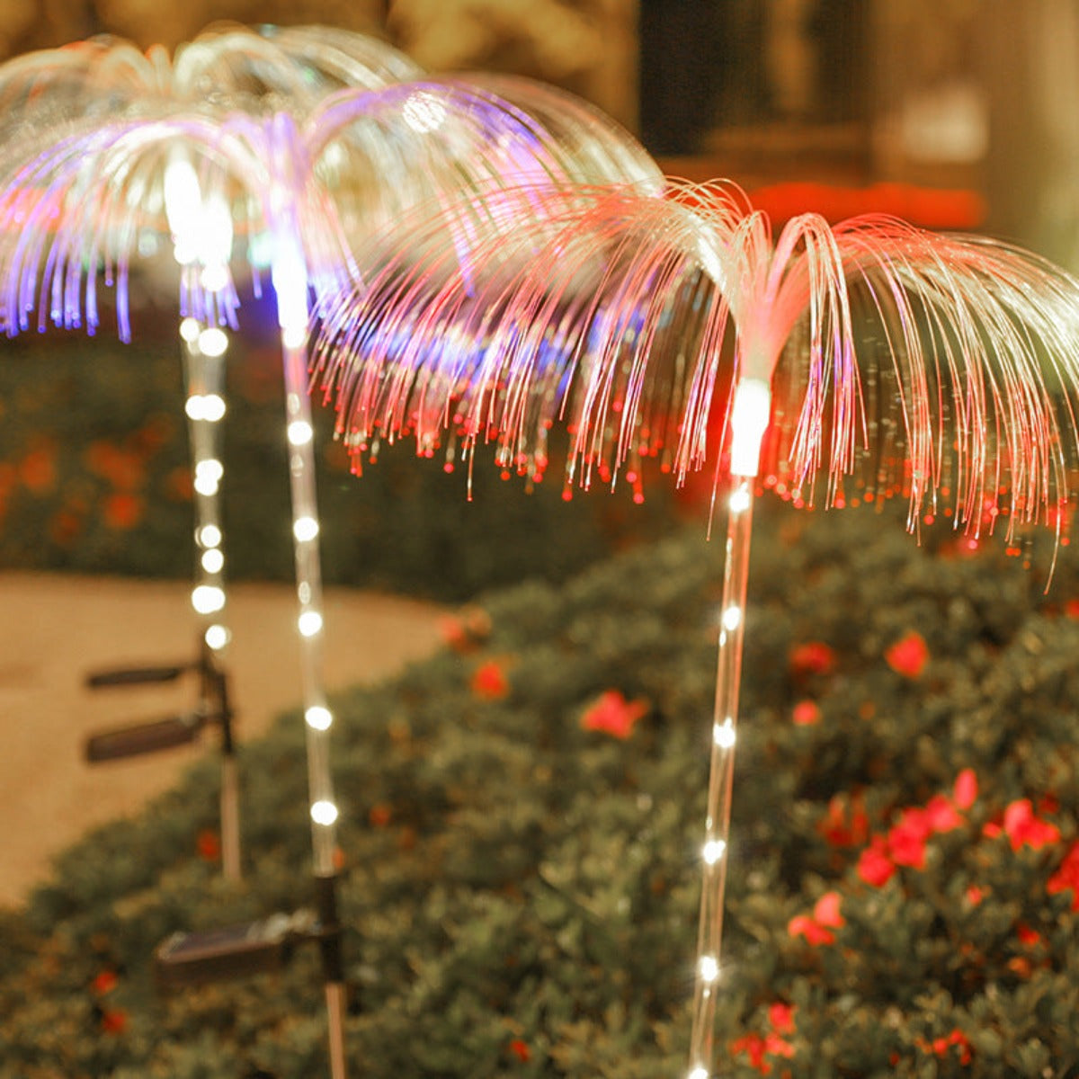 Solar fiber optic jellyfish lamp