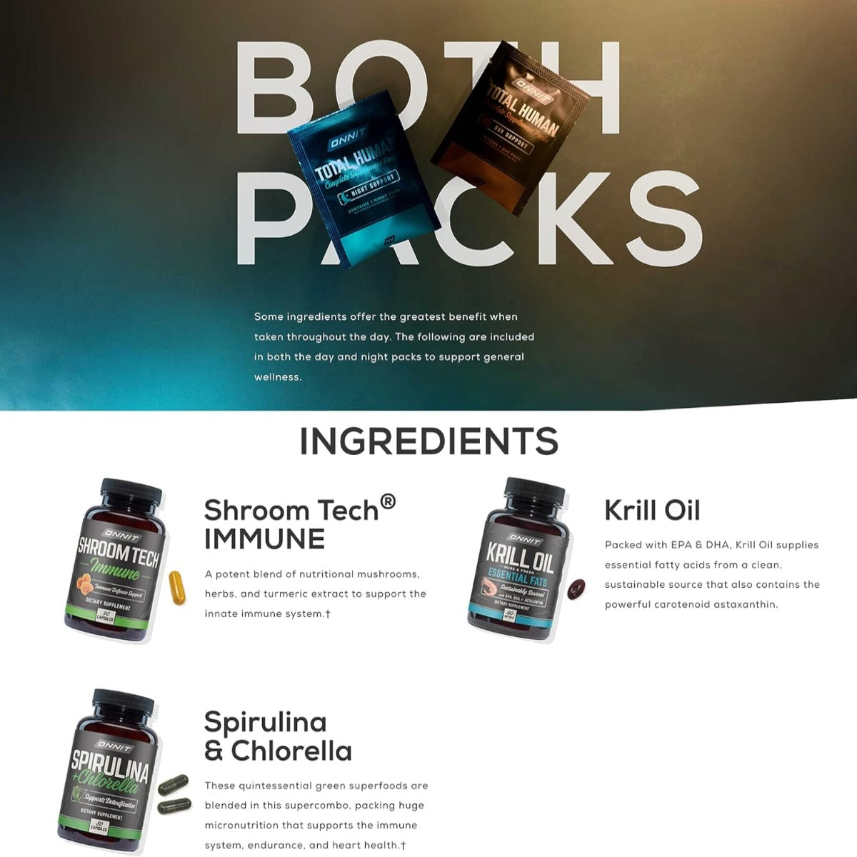 ONNIT Total Human Day and Night Vitamin Packs for Men and Women