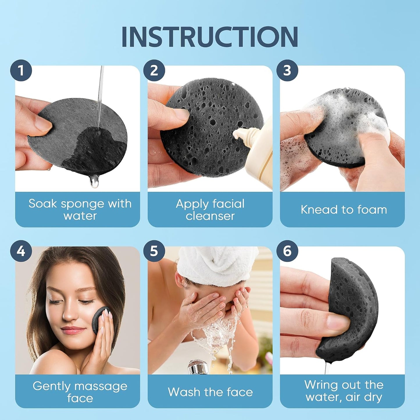 50 black compression face sponges