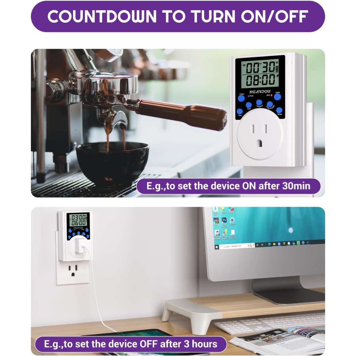 Timer socket, plug-in digital timer switch 15A/1800W