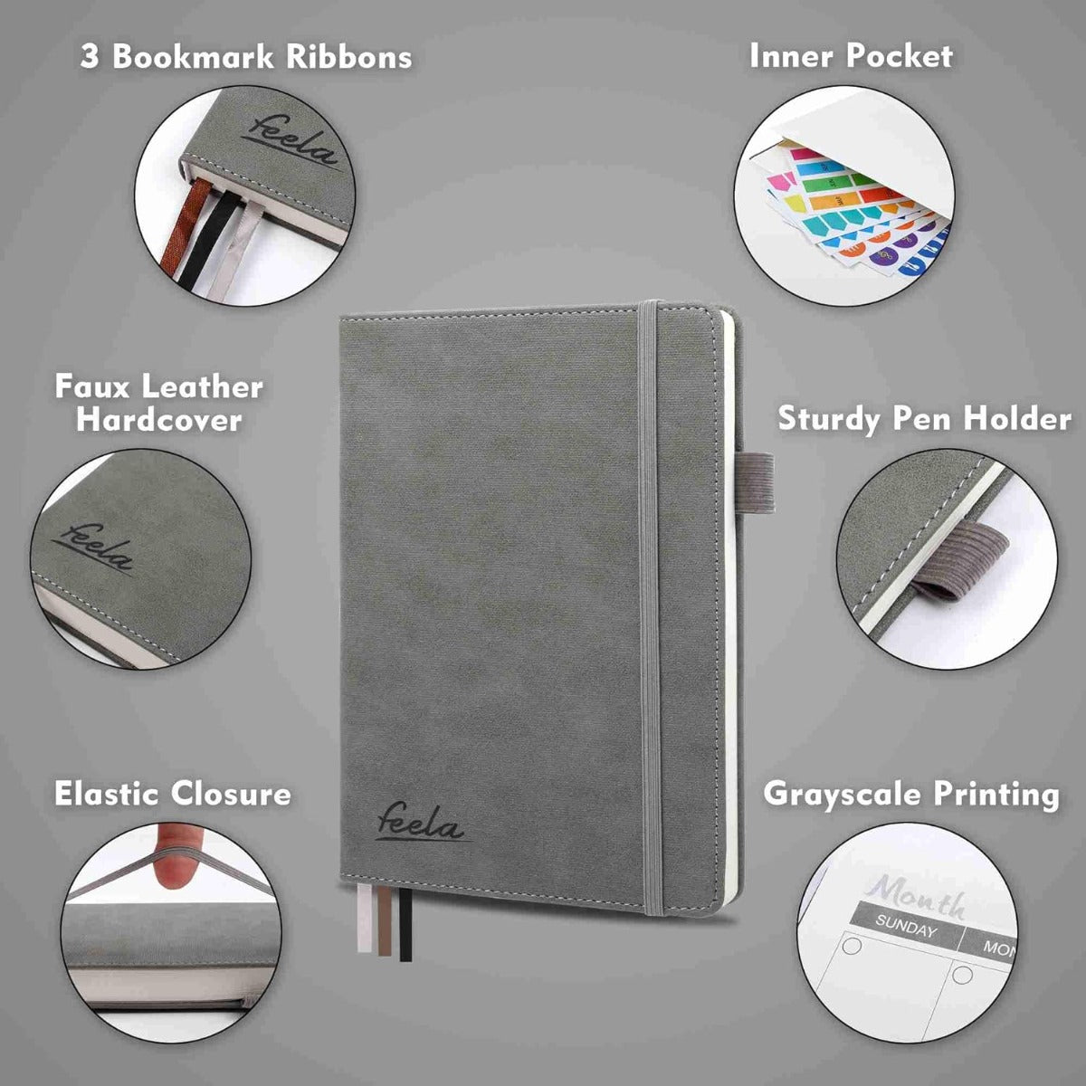 Student school supplies, highlighters, note stickers, fine pens, gray