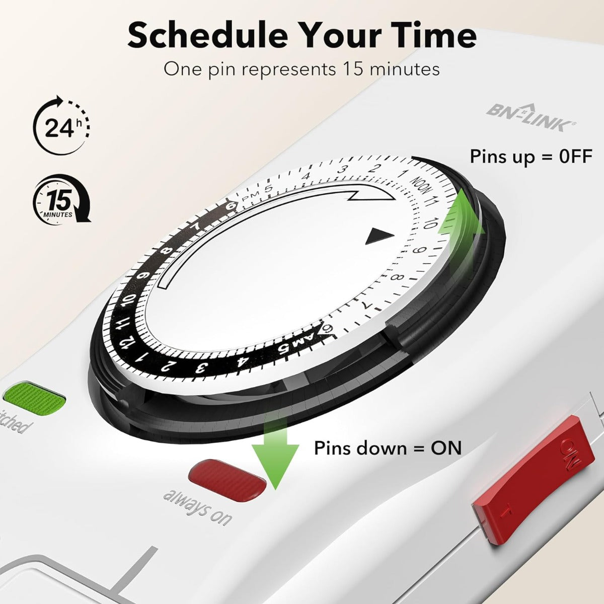 BN-LINK socket surge protector with mechanical timer