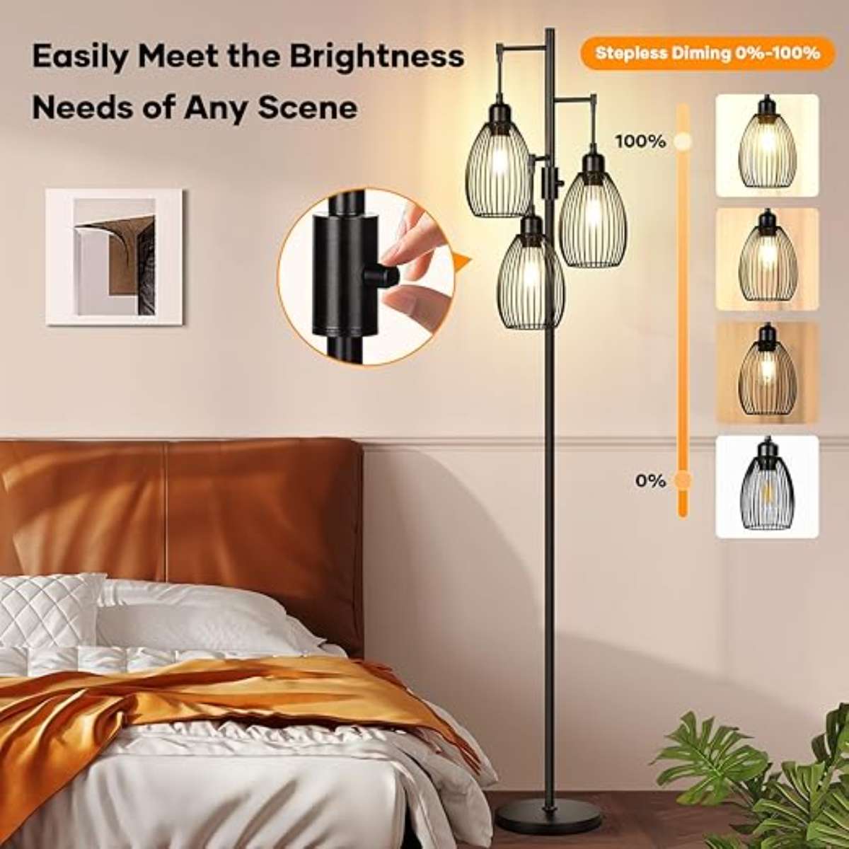 Dimmable floor lamp - black