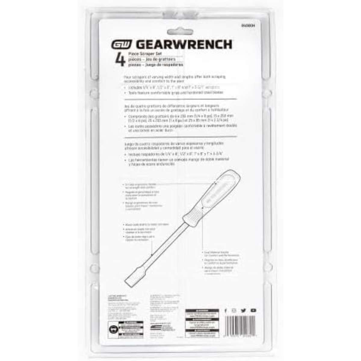 GEARWRENCH 4 Pc. Dual Material Wide Scraper Set - 84080H