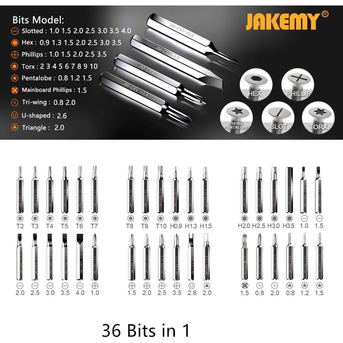 JAKEMY 39-in-1 Screwdriver Set Precision Repair Tool Kit