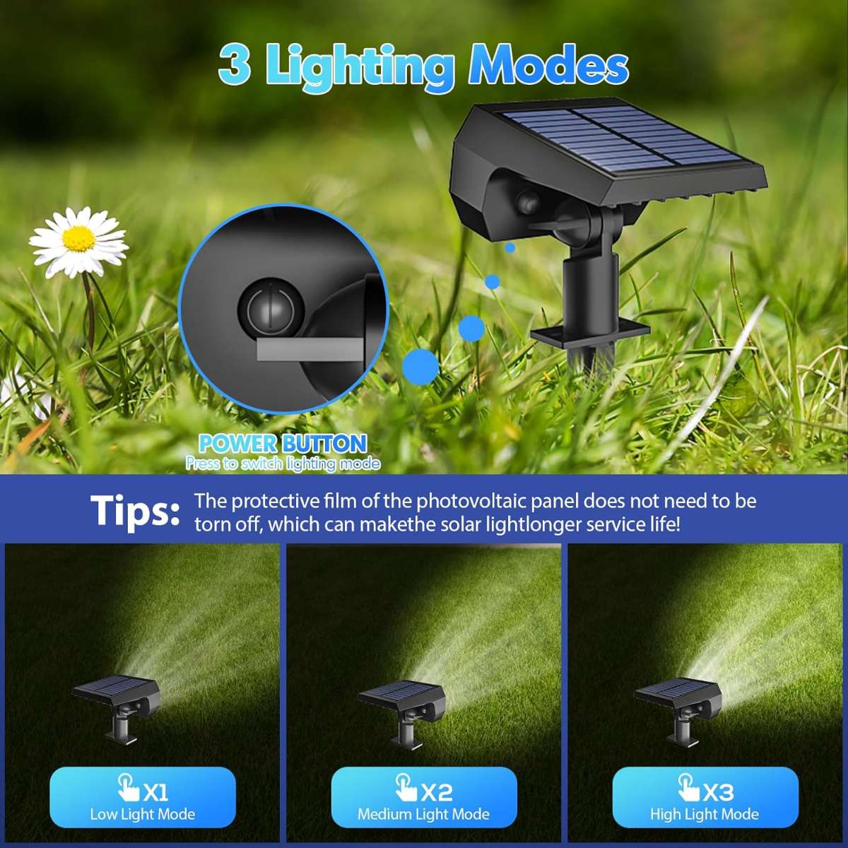 NYMPHY Solar Light Outdoor Waterproof IP68, 56 LED