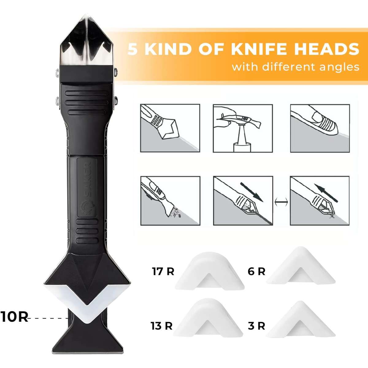 Saker silicone caulking tool