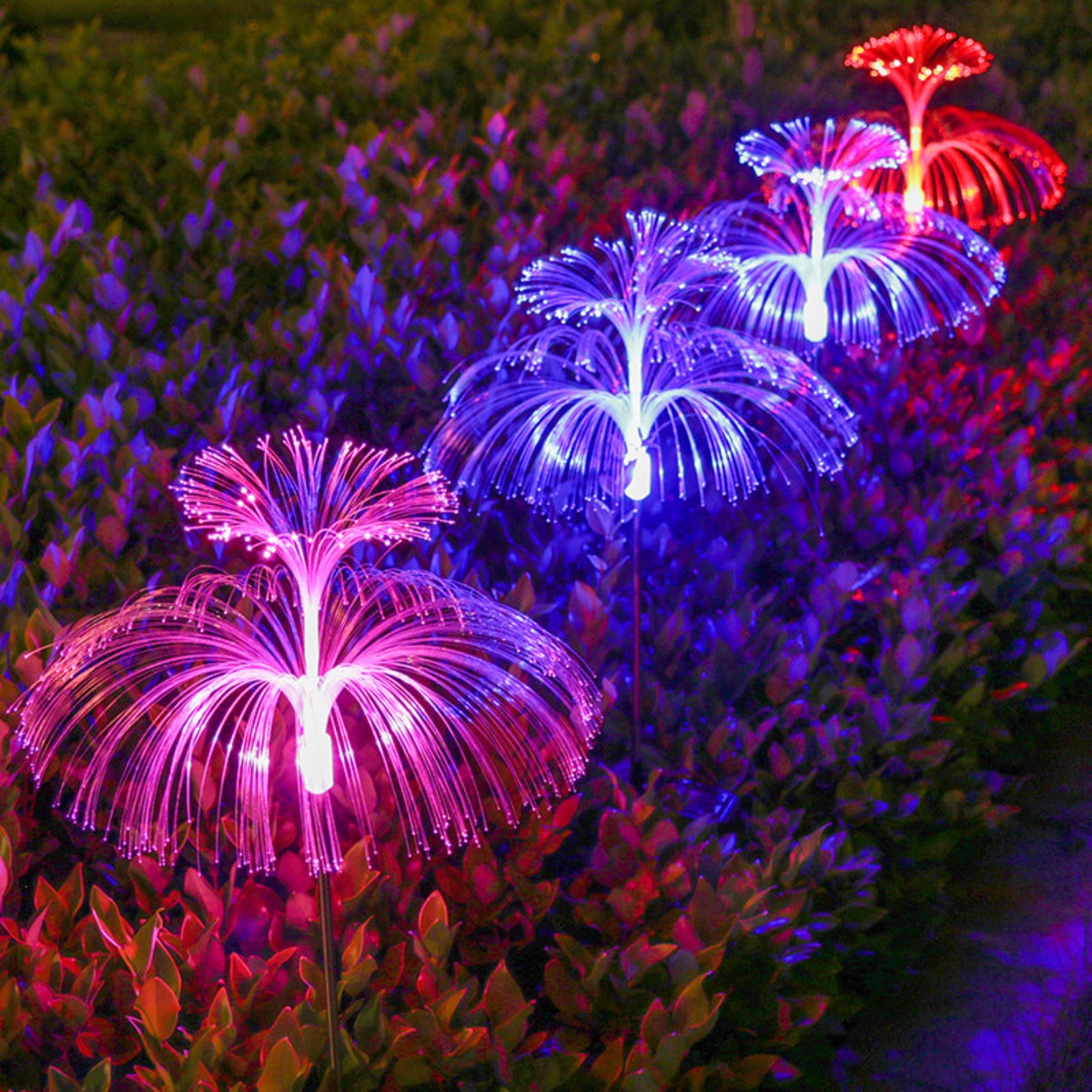 Solar fiber optic jellyfish lamp