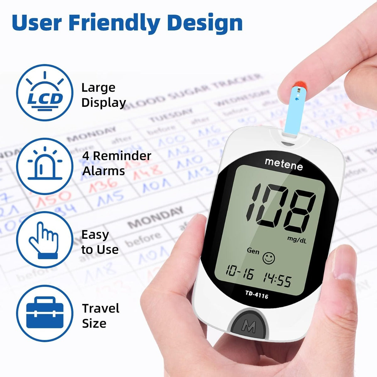 Metene TD-4116 blood glucose monitor Kit