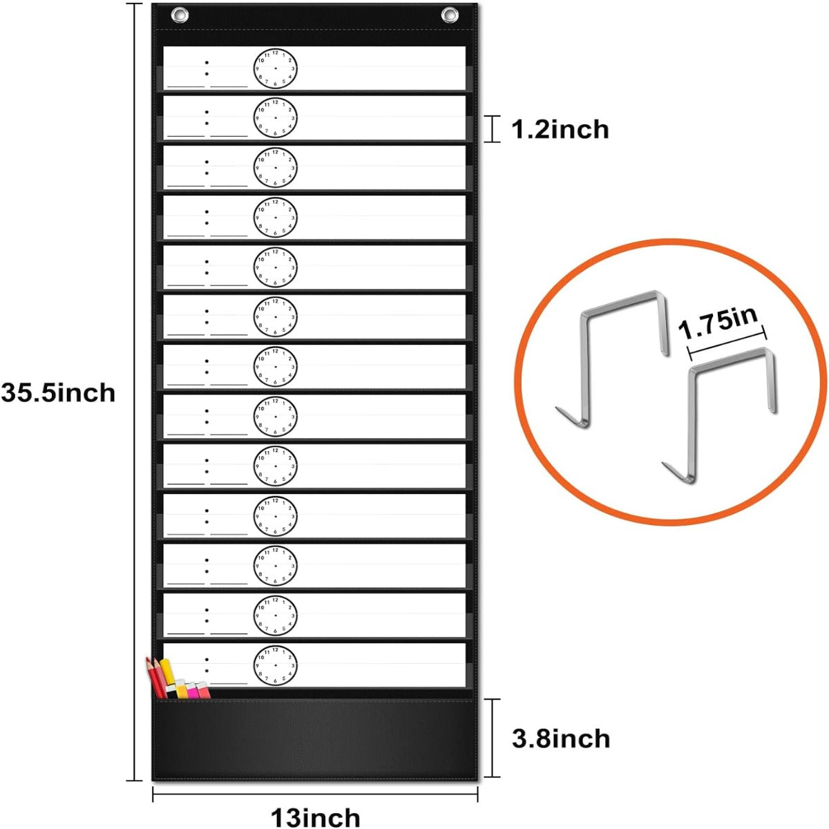 EAMAY Daily schedule Pocket chart blac