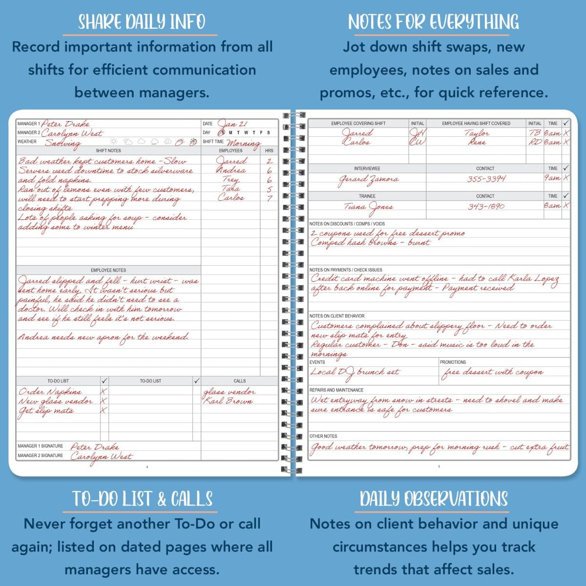 Factory manager's notebook/Manager's log/planner/management log