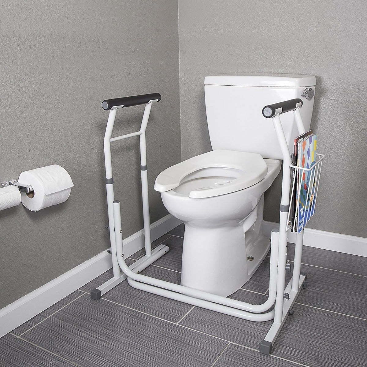 Vunn Medical Bathroom Patent Height Adjustable height toilet grab bars