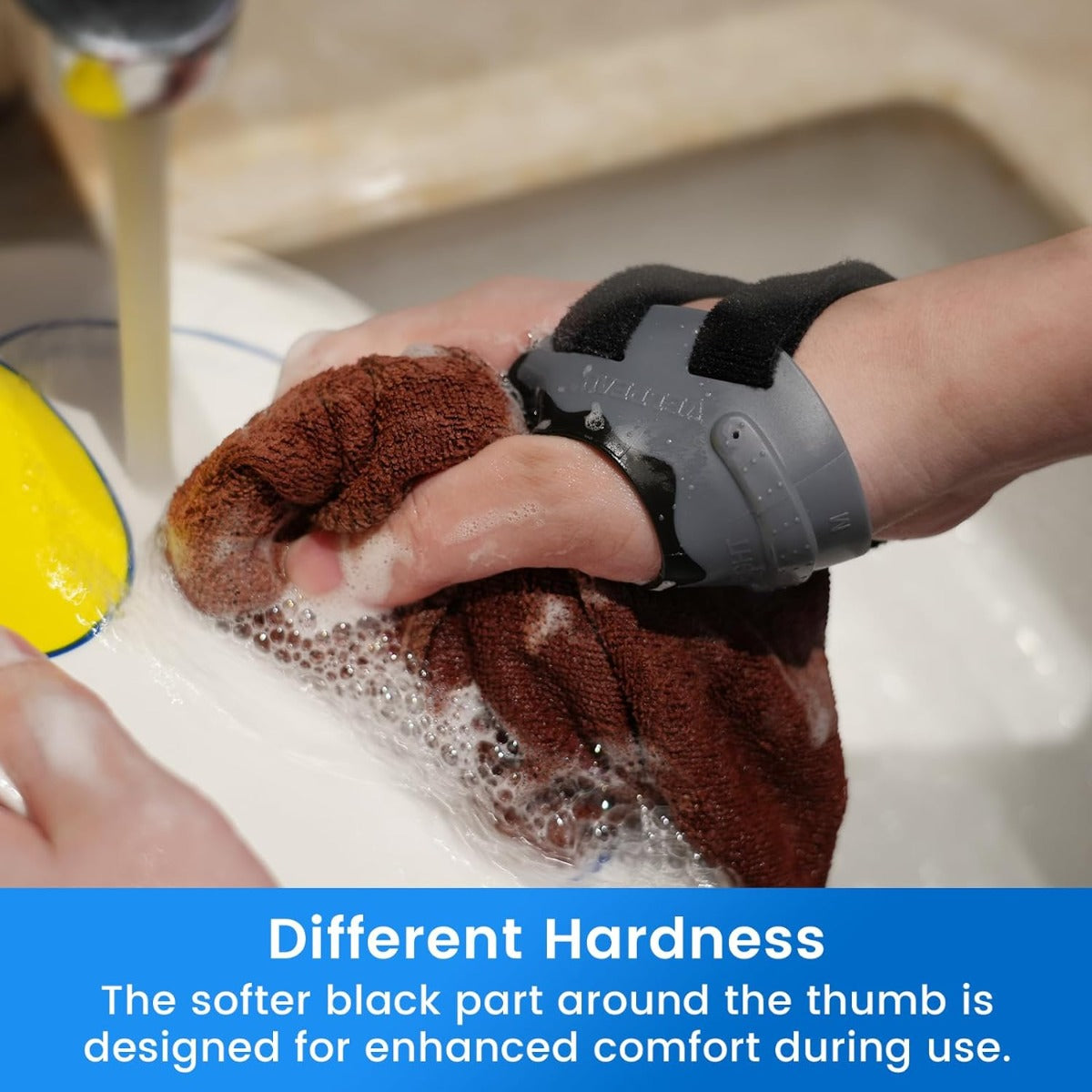 Velpeau thumb support bracket Black, right hand, center