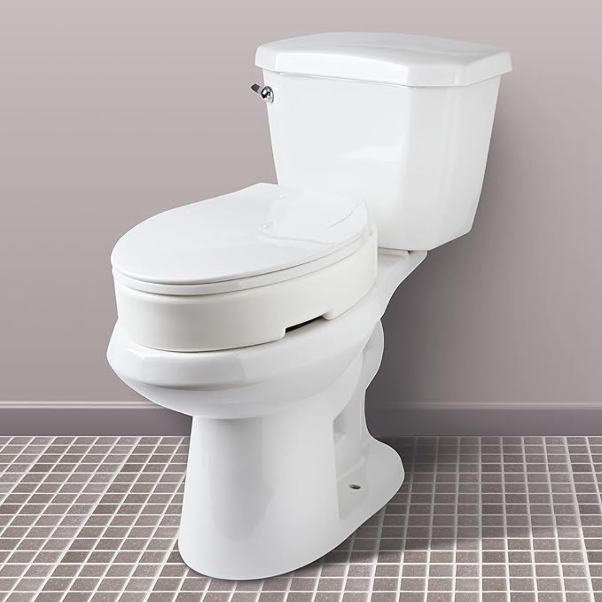 Bathroom wipe aid Carex Extended Hinge raises toilet seat