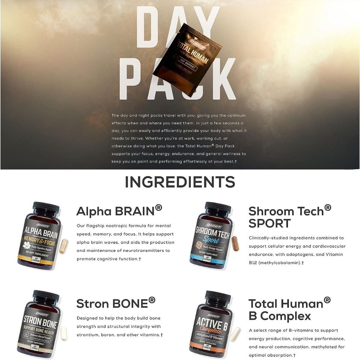 ONNIT Total Human Day and Night Vitamin Packs for Men and Women